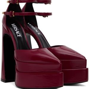 Versace Aevitas Platform Burgundy Heels